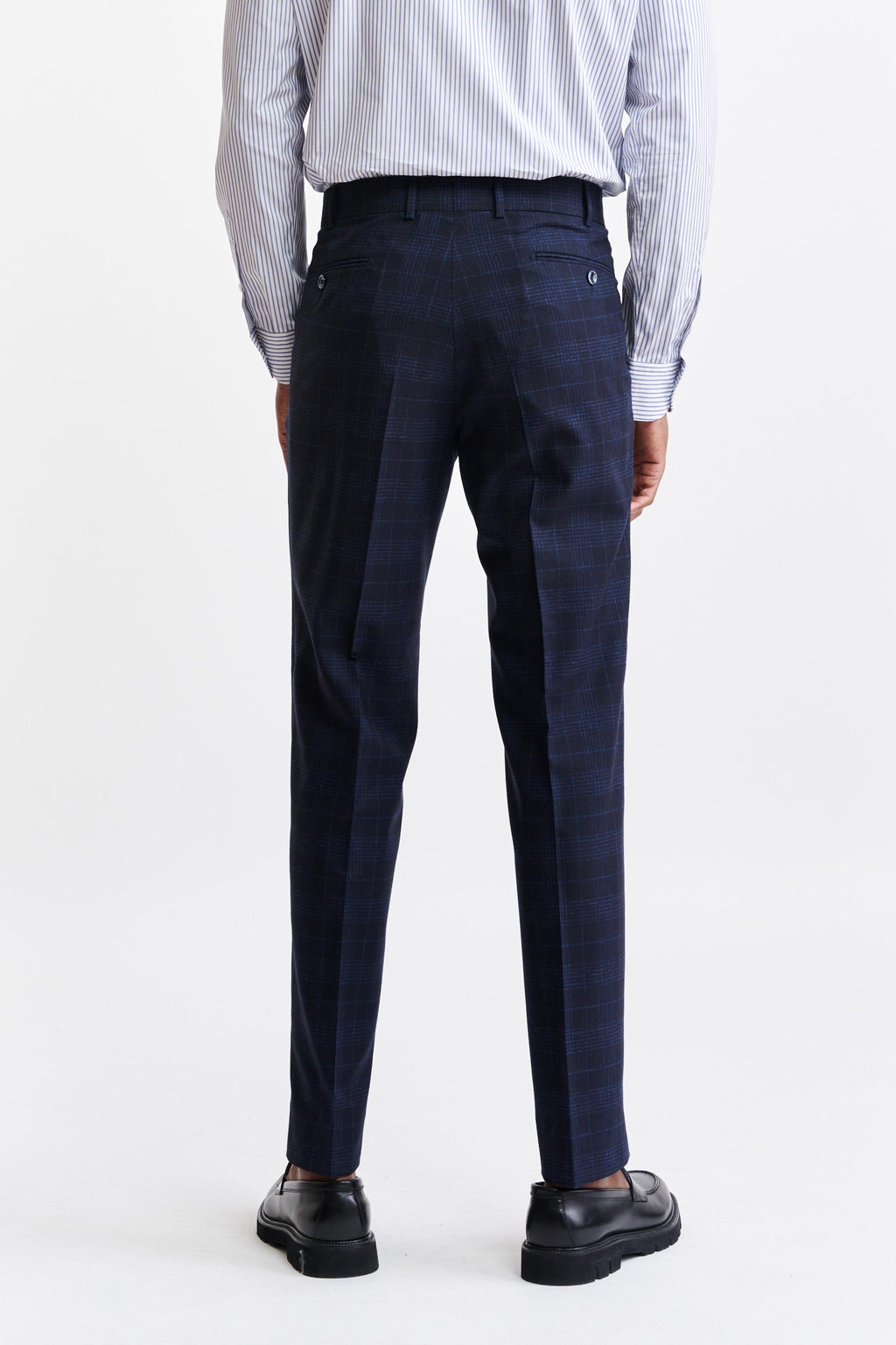 Dark Blue Wool & Cotton Farley Trousers Riviera Trend — detail 2