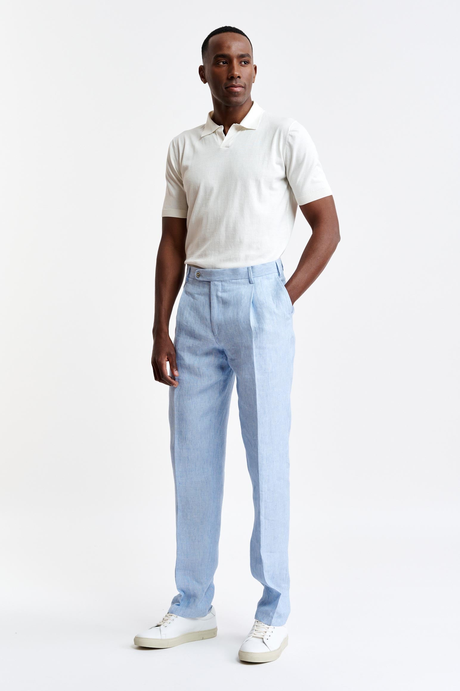 Light Blue 100% Linen Xander Trousers Pure Linen — detail 1