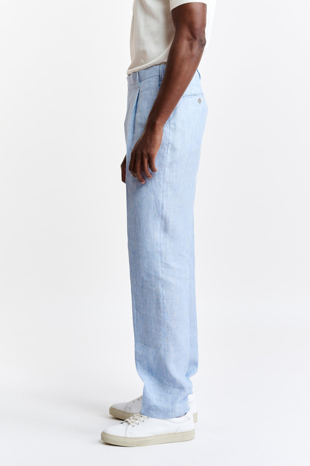 Light Blue 100% Linen Xander Trousers Pure Linen — detail 2