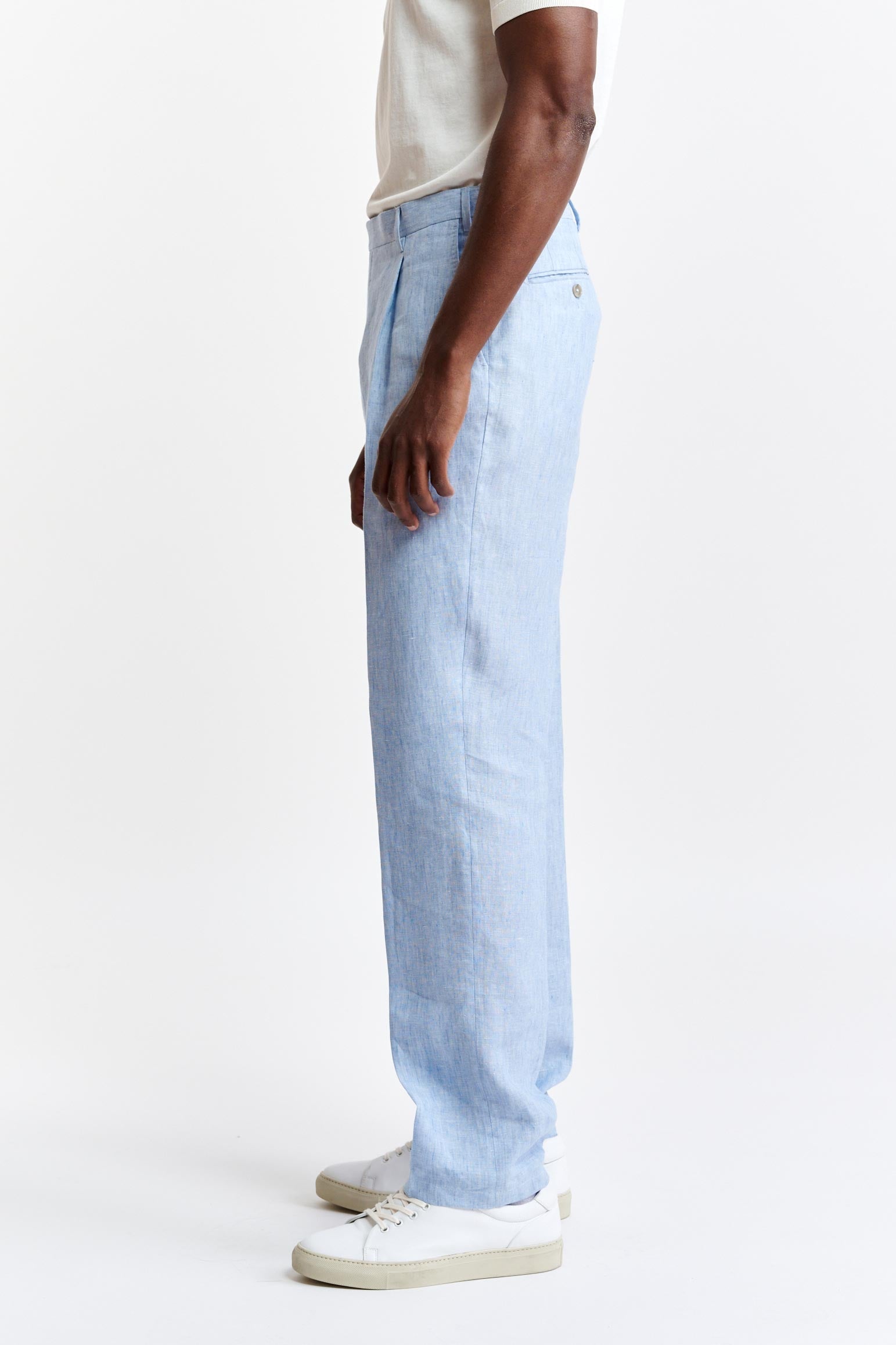 Light Blue 100% Linen Xander Trousers Pure Linen — detail 2
