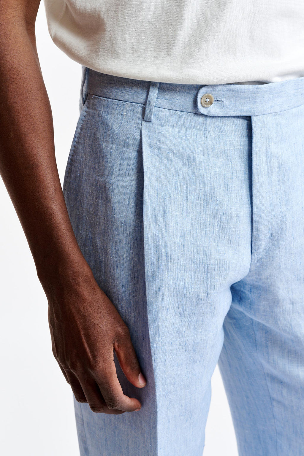 Light Blue 100% Linen Xander Trousers Pure Linen — detail 3