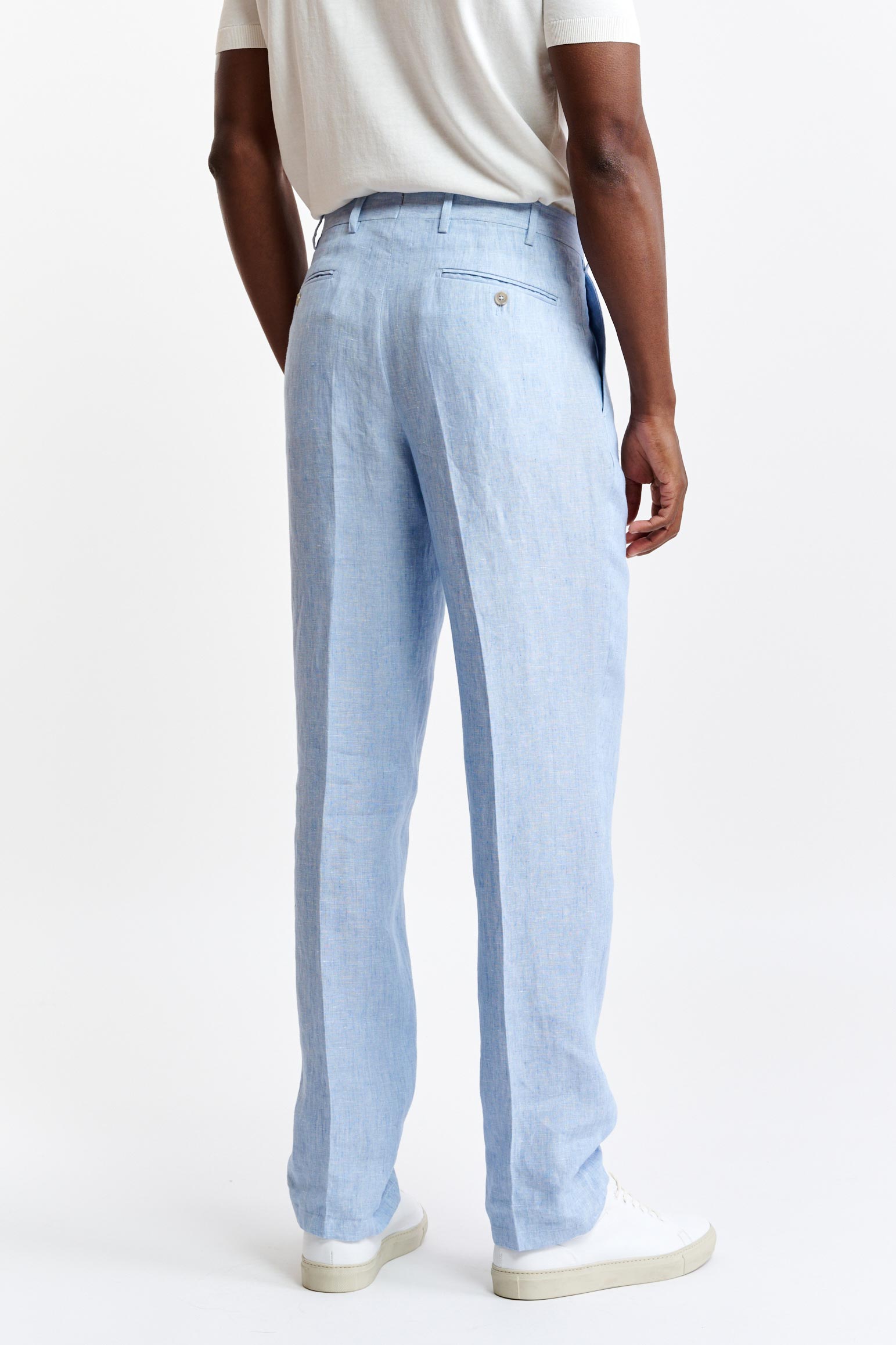 Light Blue 100% Linen Xander Trousers Pure Linen — detail 5