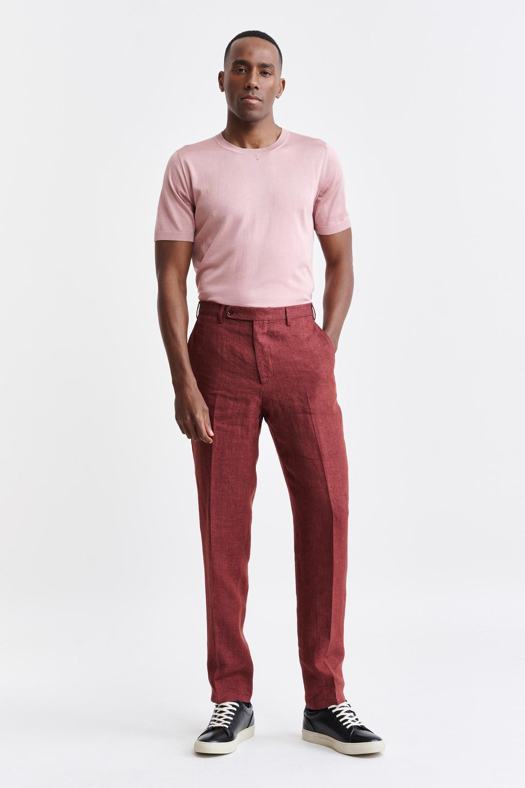 Red 100% Linen Xander Trousers Pure Linen — detail 1