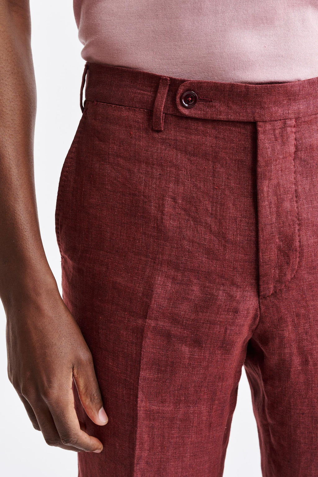 Red 100% Linen Xander Trousers Pure Linen — detail 3