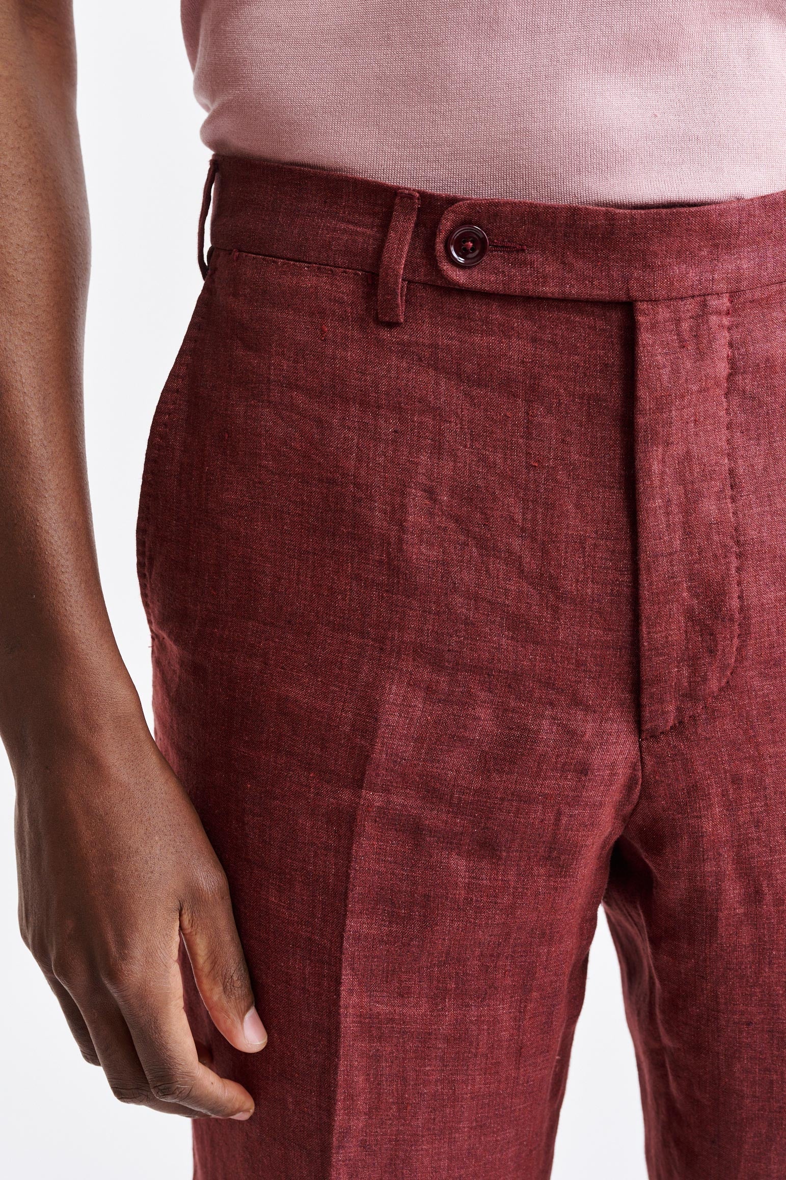 Red 100% Linen Xander Trousers Pure Linen — detail 3