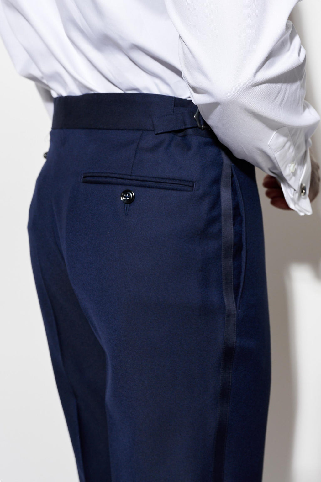 Dark Blue 100% Wool Super 120's Signature Trousers Jazz — detail 4