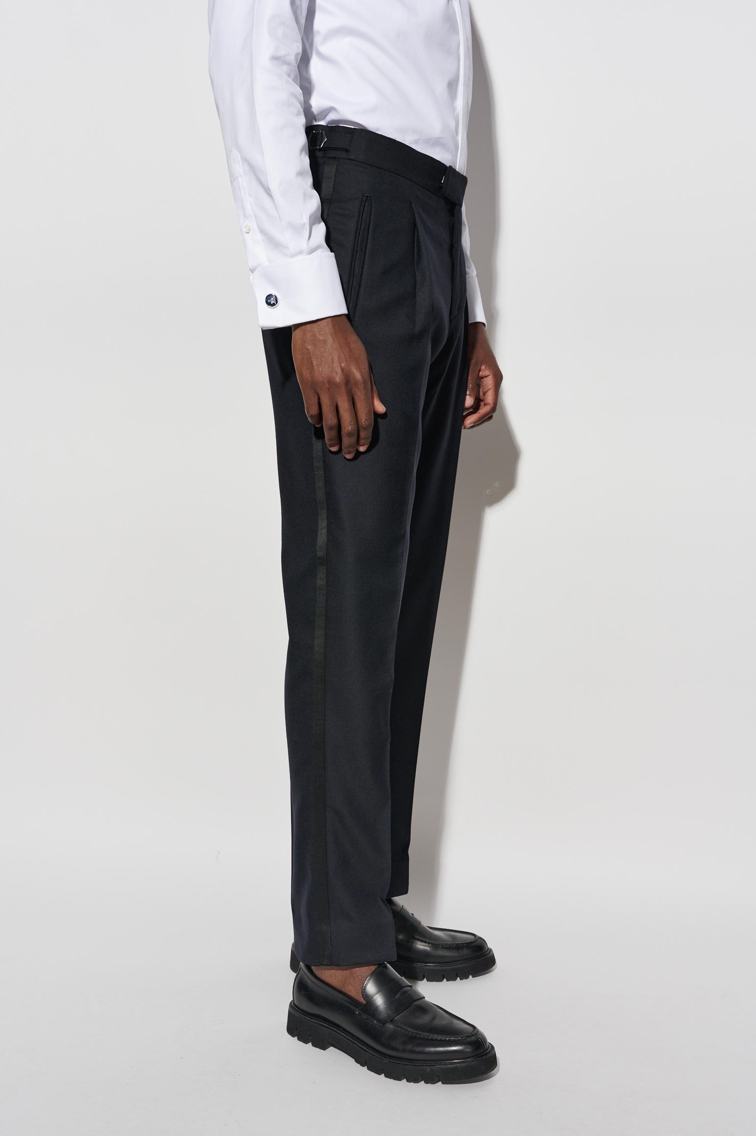 Dark Blue 100% Wool Signature Trousers Savile Row Classics — detail 2