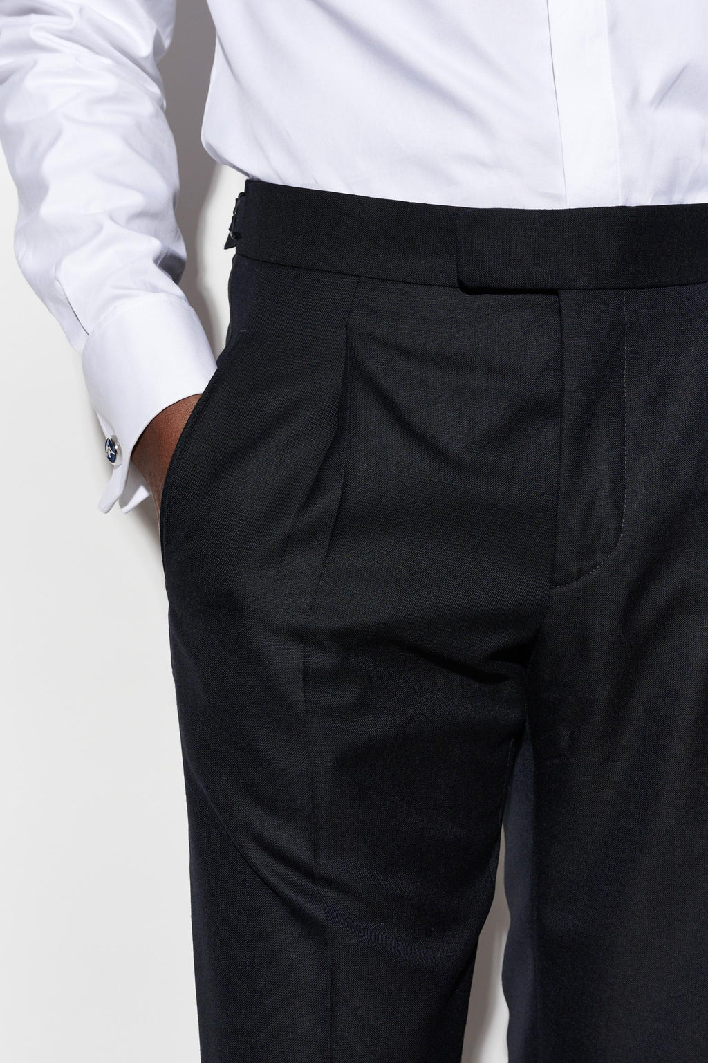 Dark Blue 100% Wool Signature Trousers Savile Row Classics — detail 4