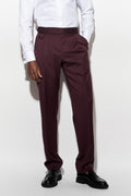 Dark Red 100% Wool Super 100's Gurkha Trousers New Deluxe