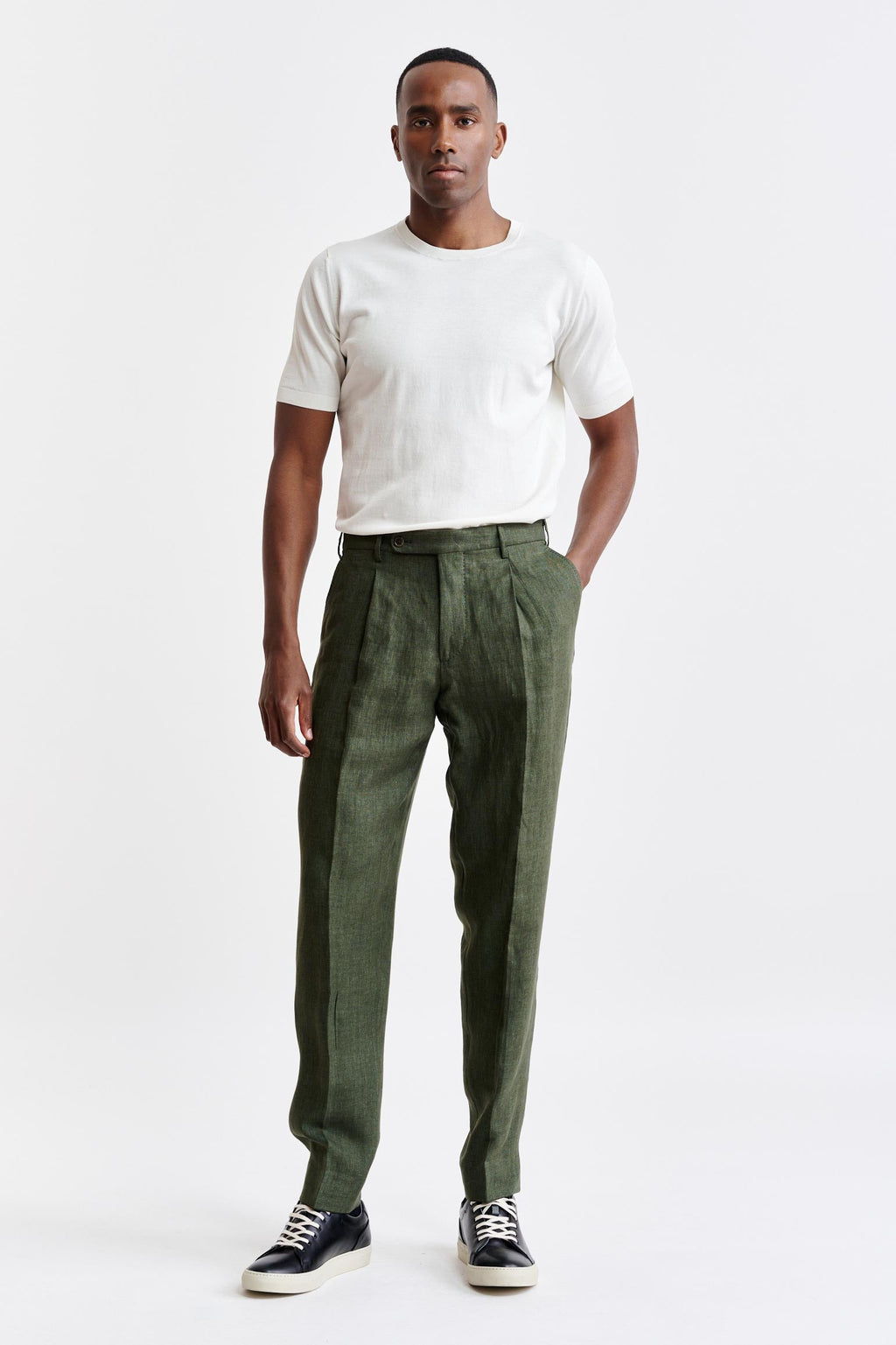 Green 100% Linen Xander Trousers Pure Linen