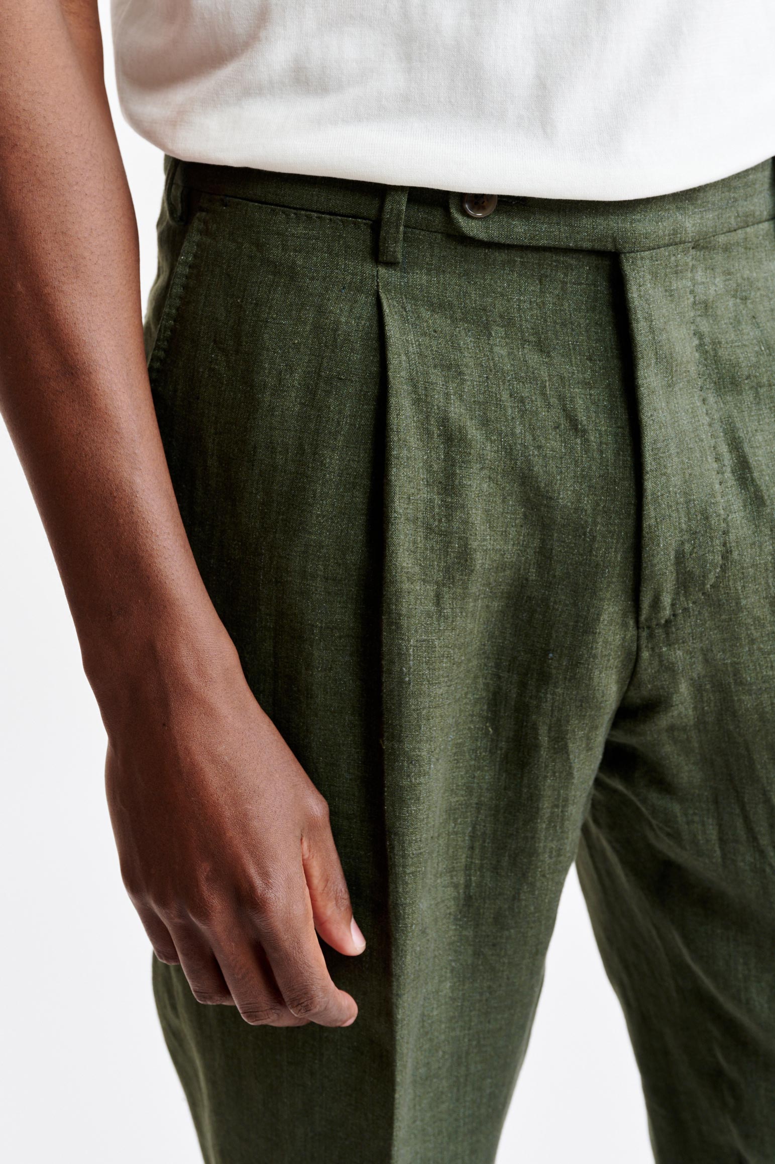 Green 100% Linen Xander Trousers Pure Linen — detail 3