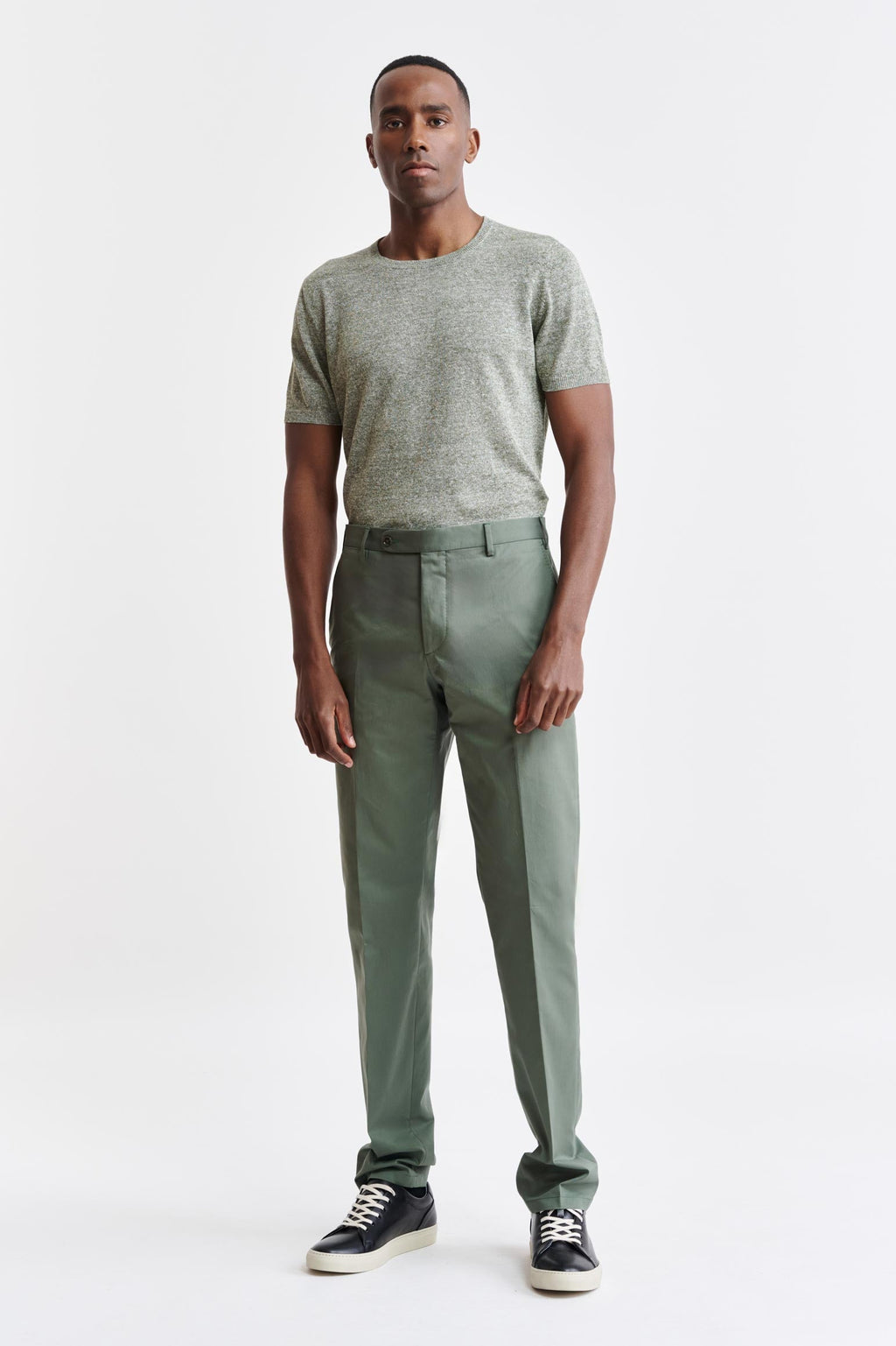 Green Cotton Xander Trousers Cashmere Cotton — detail 1
