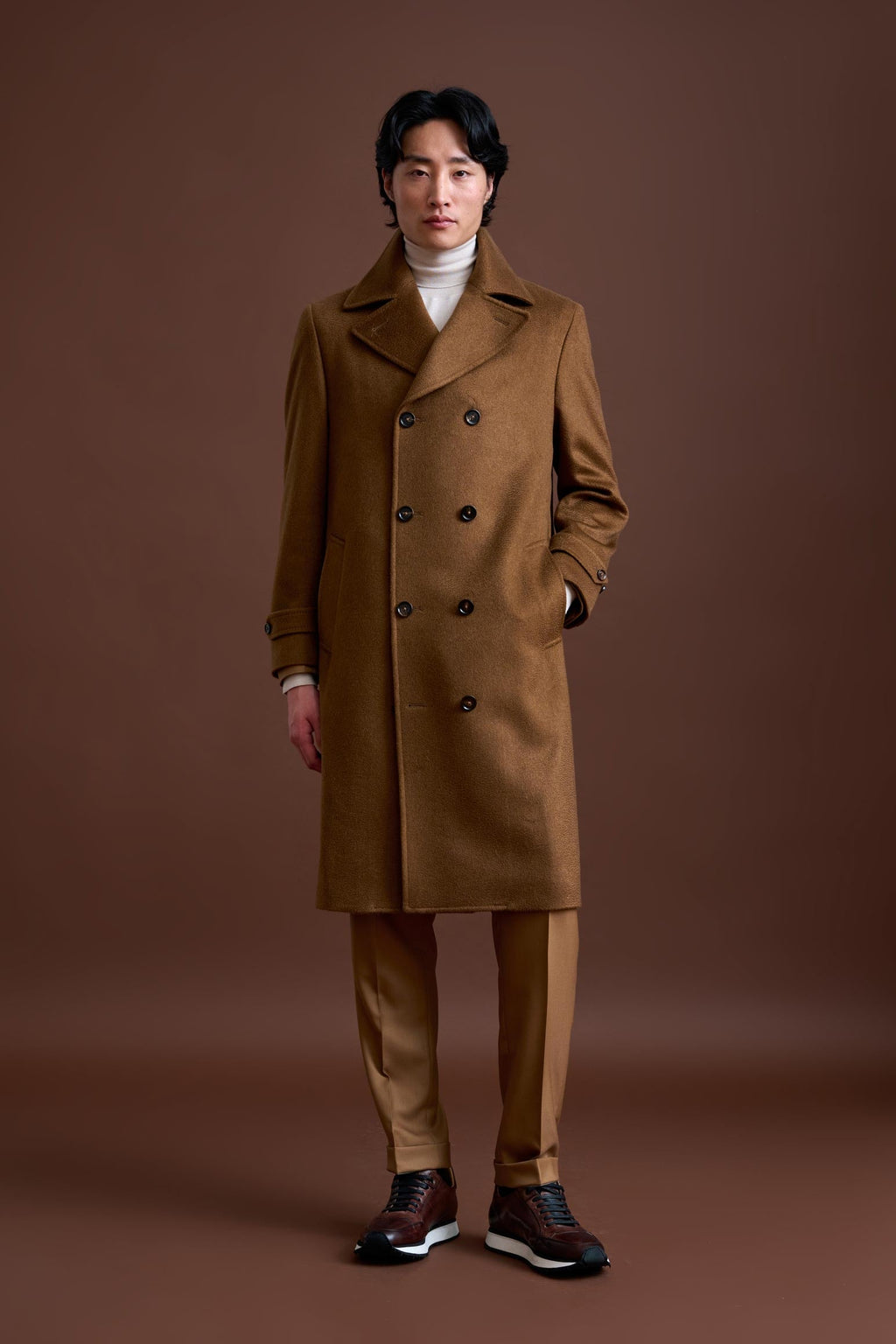 Brown 100% Cashmere Sheffield Overcoat Zeus — detail 1