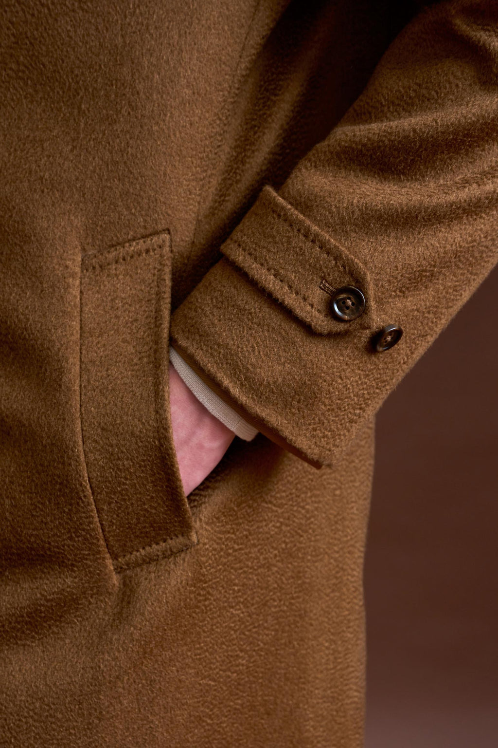 Brown 100% Cashmere Sheffield Overcoat Zeus — detail 6