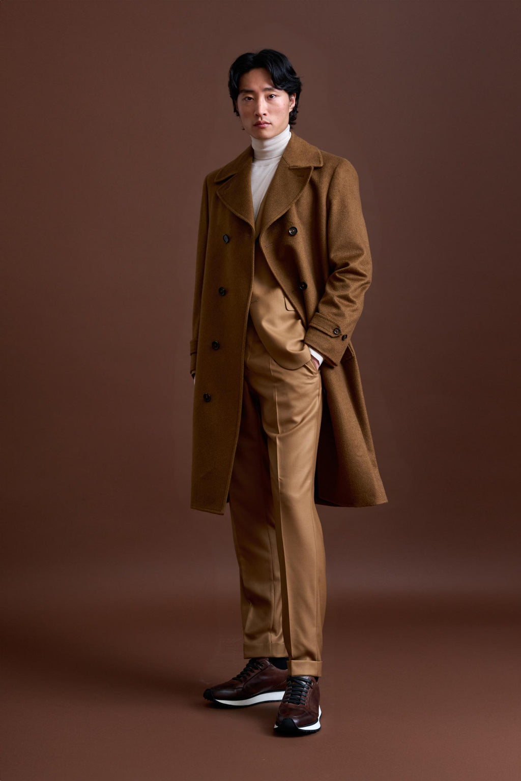 Brown 100% Cashmere Sheffield Overcoat Zeus — detail 2
