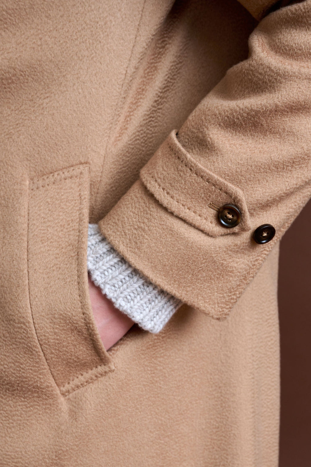 Light Brown 100% Cashmere Sheffield Overcoat Zeus — detail 6