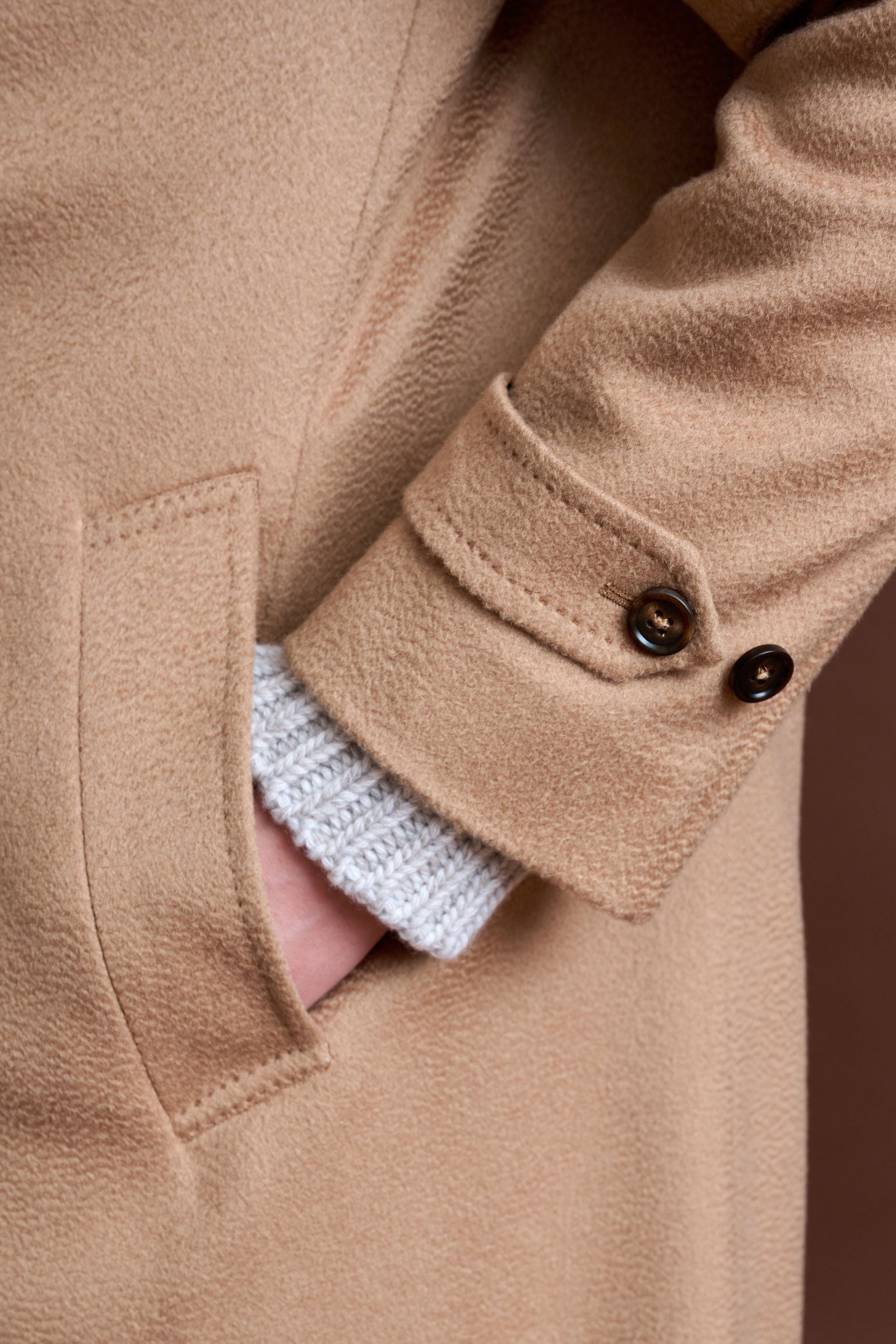 Light Brown 100% Cashmere Sheffield Overcoat Zeus — detail 6