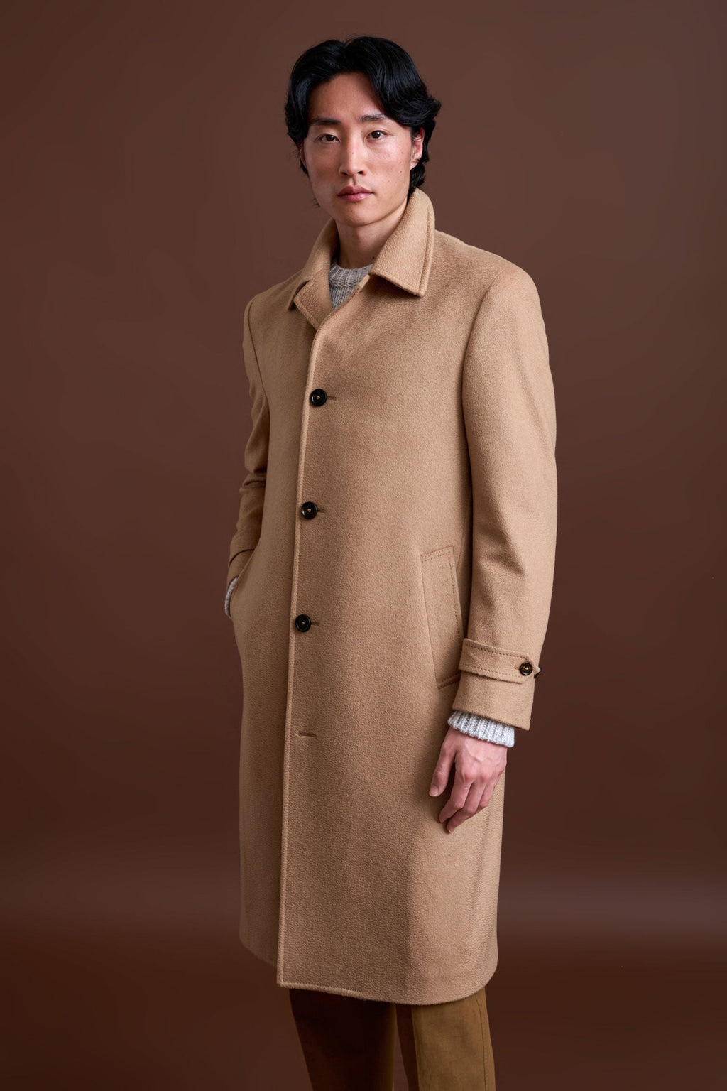 Light Brown 100% Cashmere Sheffield Overcoat Zeus — detail 4