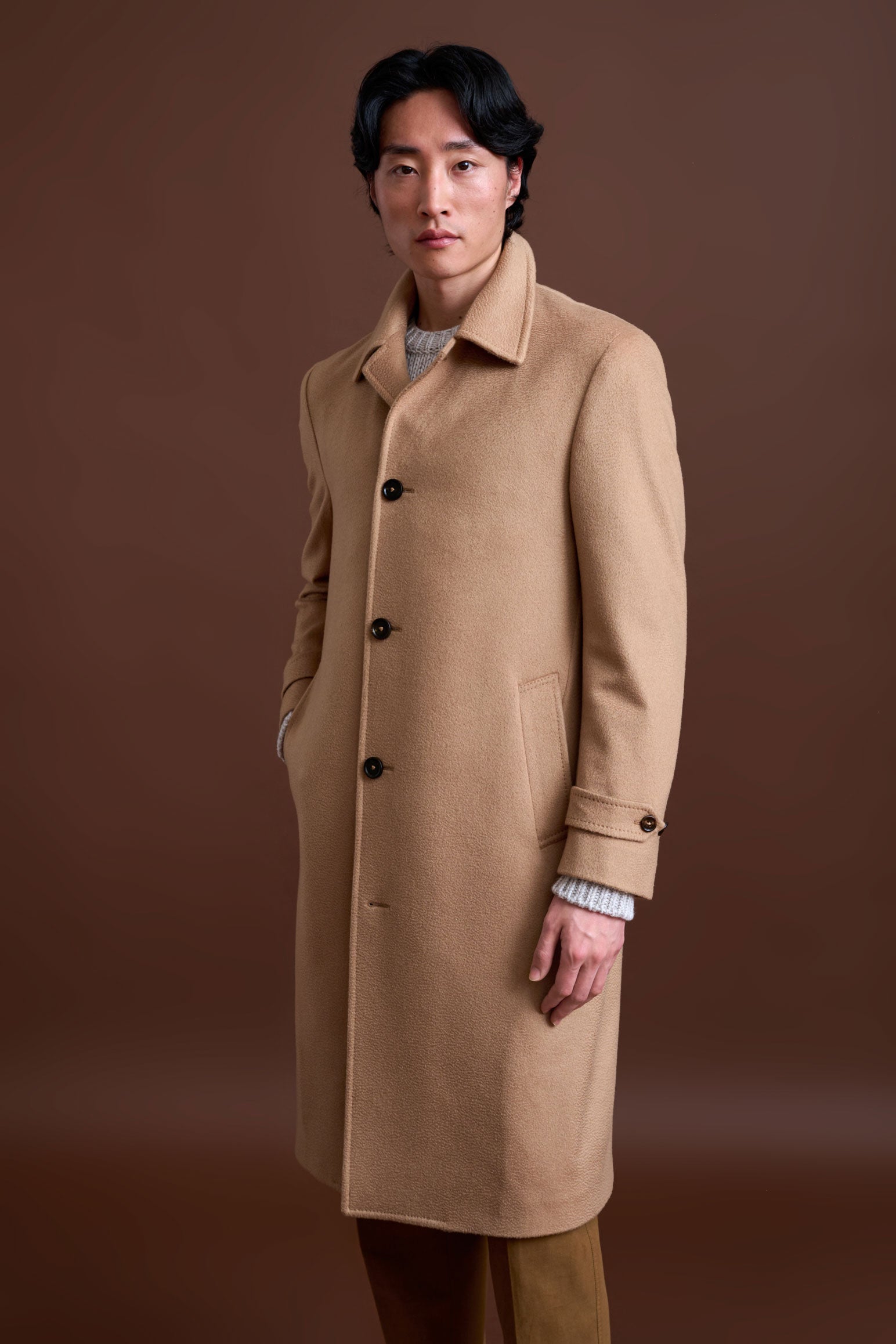 Light Brown 100% Cashmere Sheffield Overcoat Zeus — detail 4