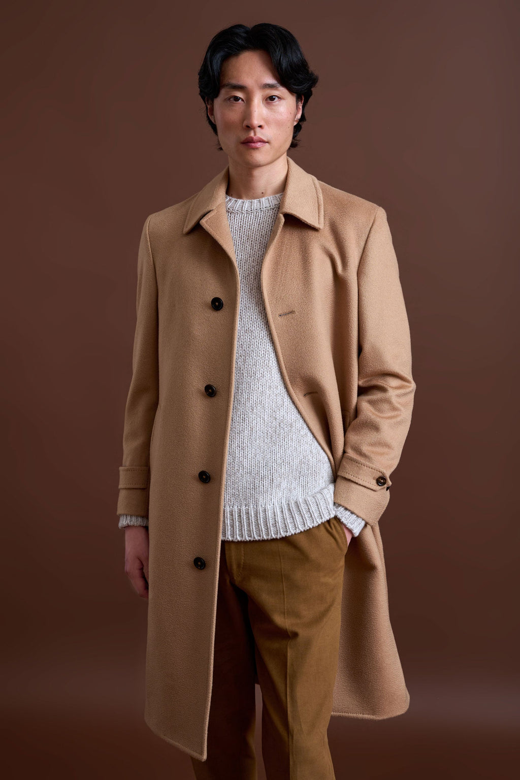 Light Brown 100% Cashmere Sheffield Overcoat Zeus — detail 1