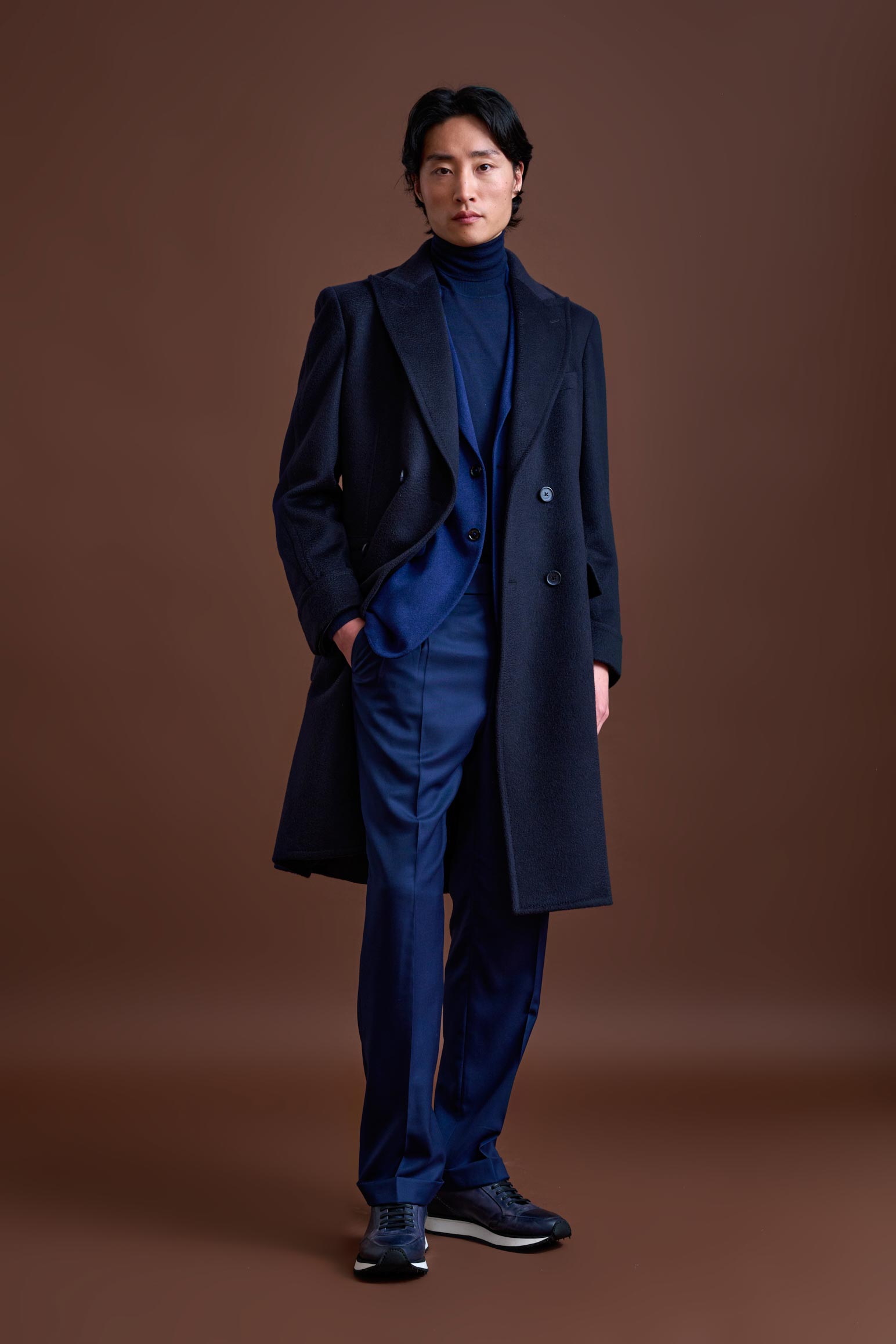 Navy 100% Cashmere Guildford Overcoat Zeus — detail 2