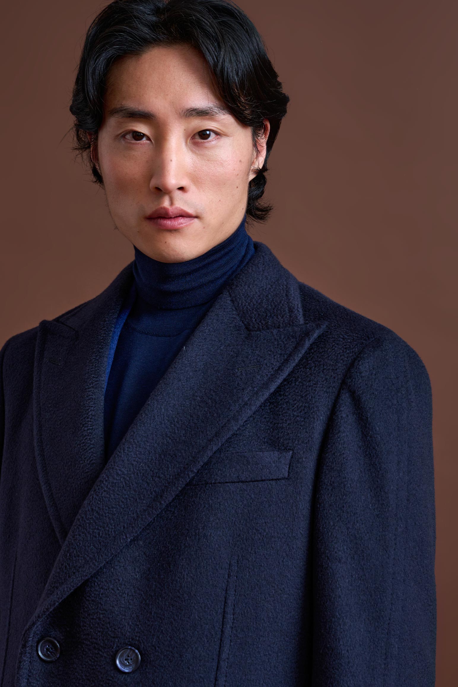 Navy 100% Cashmere Guildford Overcoat Zeus — detail 6