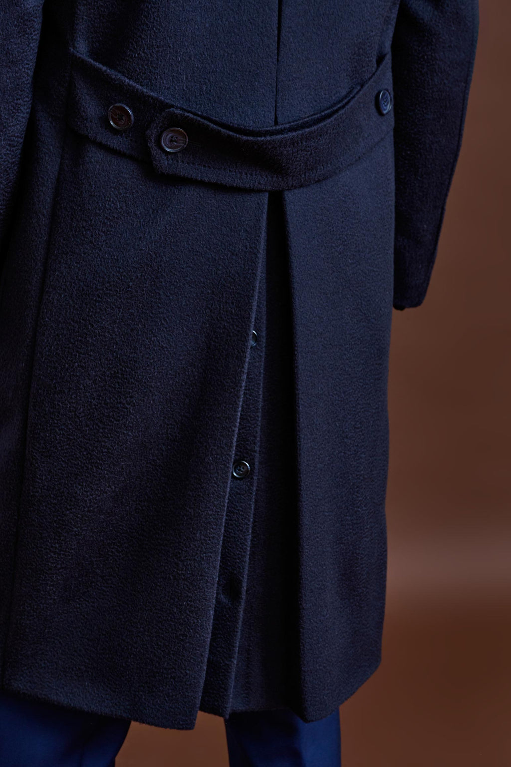 Navy 100% Cashmere Guildford Overcoat Zeus — detail 4