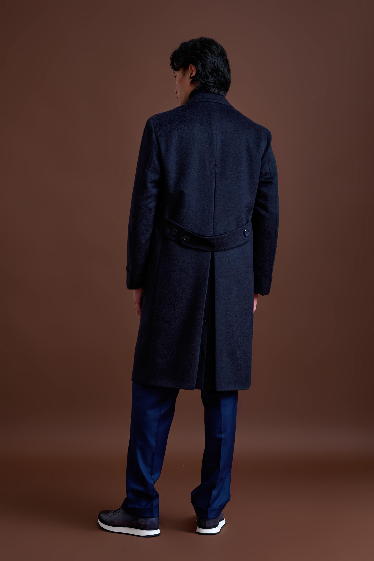 Navy 100% Cashmere Guildford Overcoat Zeus — detail 3