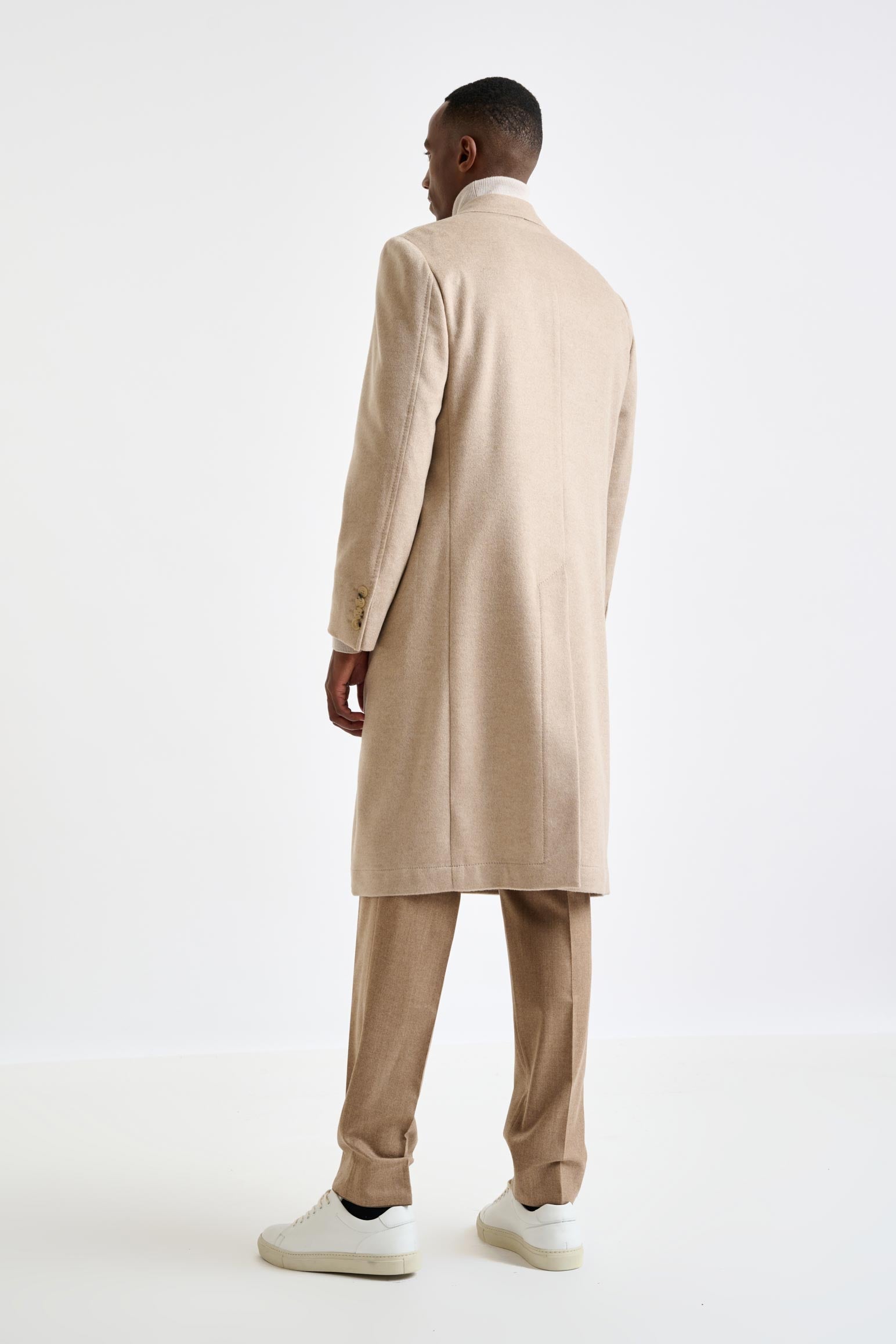 Beige 100% Cashmere Hereford Overcoat Zeus — detail 2