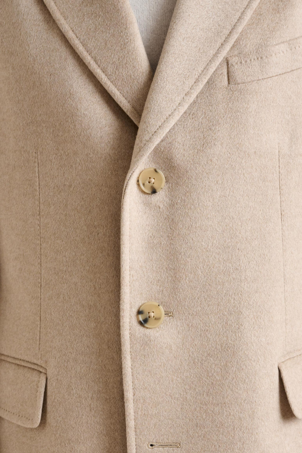 Beige 100% Cashmere Hereford Overcoat Zeus — detail 4