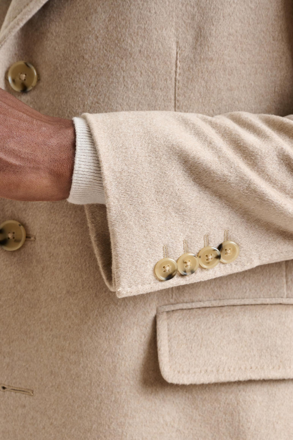 Beige 100% Cashmere Hereford Overcoat Zeus — detail 5