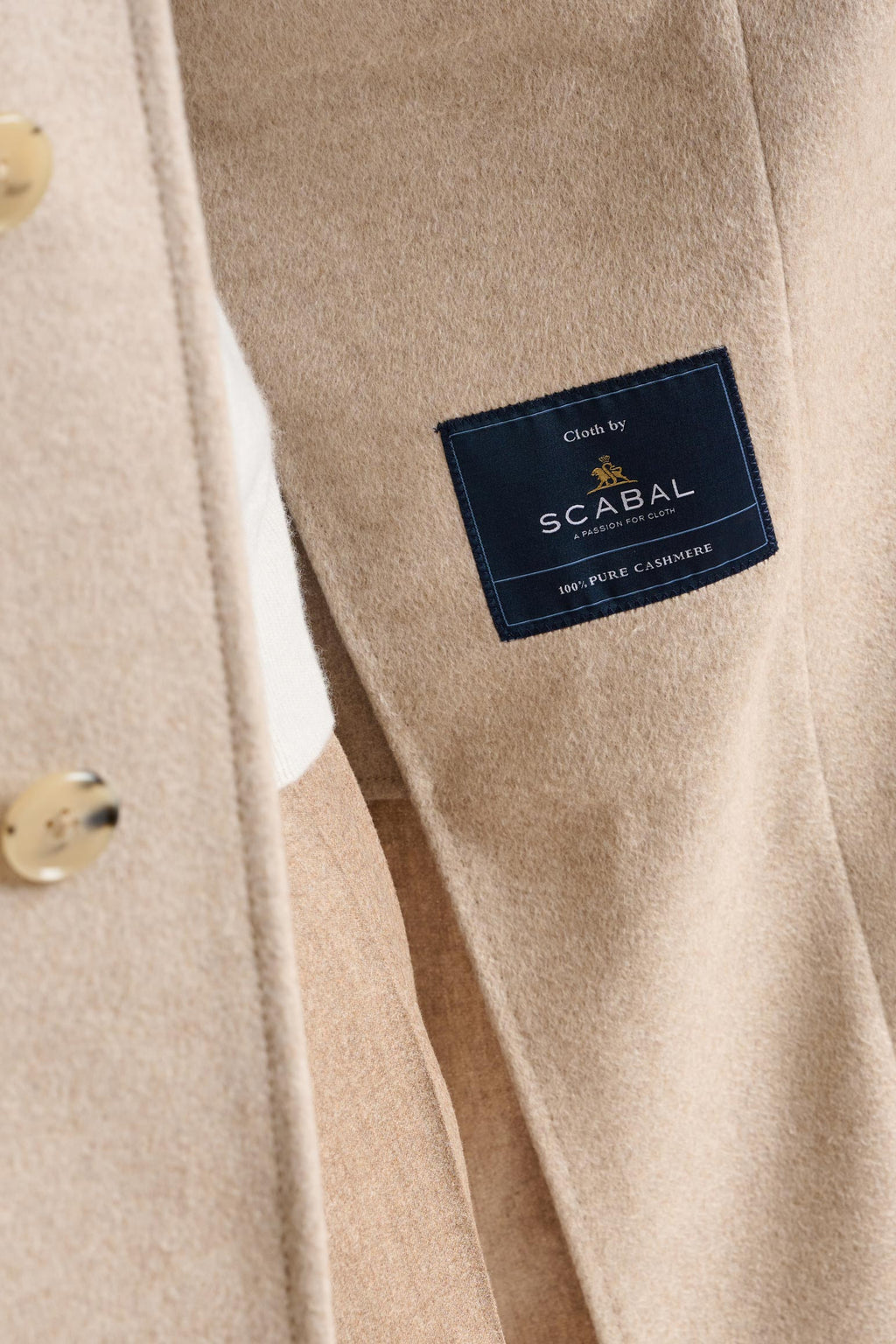 Beige 100% Cashmere Hereford Overcoat Zeus — detail 6