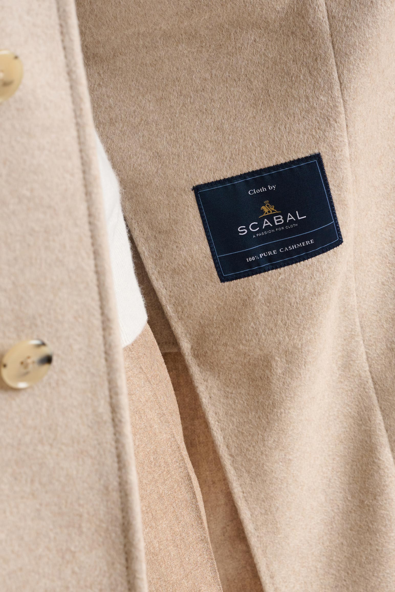 Beige 100% Cashmere Hereford Overcoat Zeus — detail 6