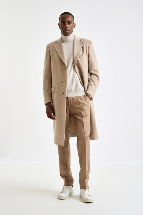 Beige 100% Cashmere Hereford Overcoat Zeus — detail 1