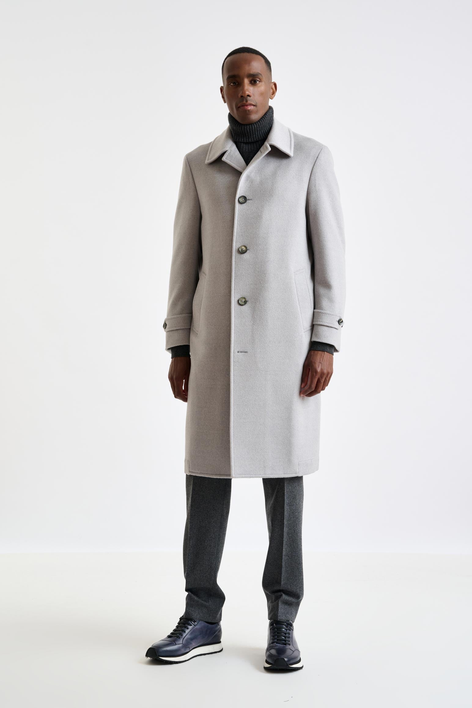 Grey Wool Sheffield Overcoat Zeus — detail 1