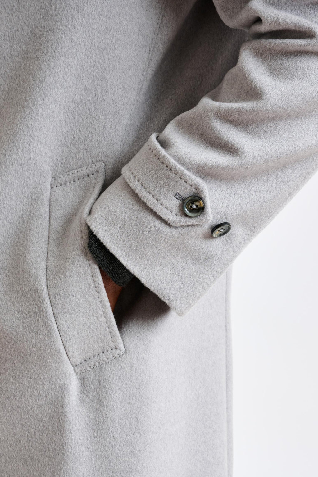 Grey Wool Sheffield Overcoat Zeus — detail 2
