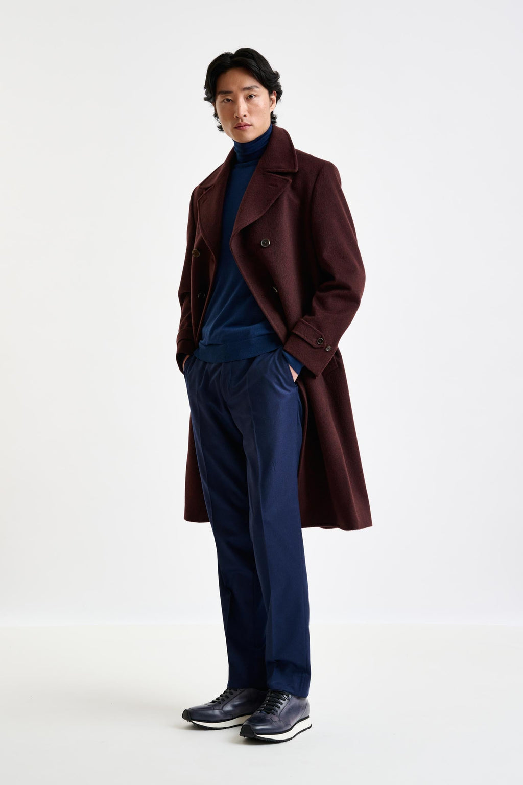 Red 100% Cashmere Sheffield Overcoat Zeus — detail 2