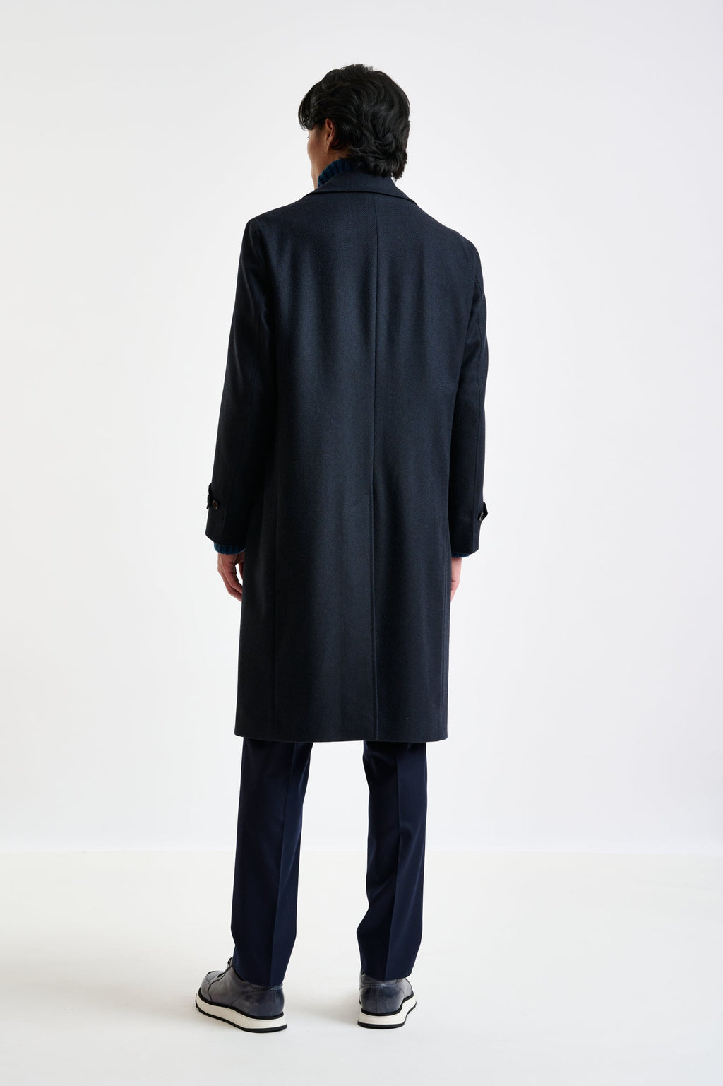 Dark Blue Wool Sheffield Overcoat Zeus — detail 2