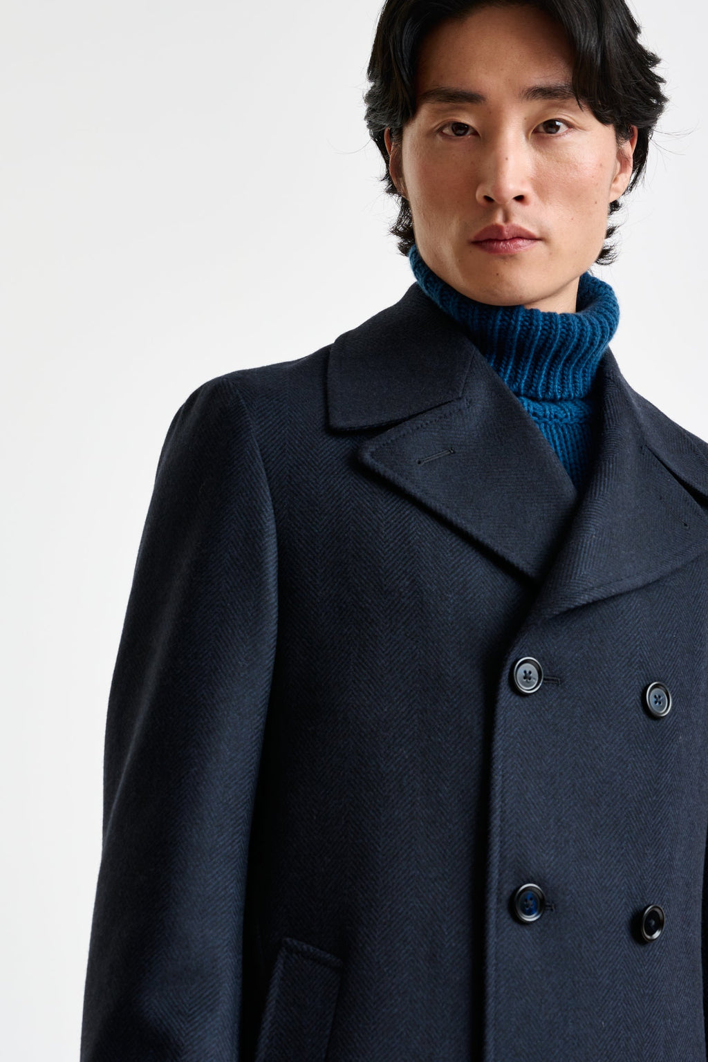 Dark Blue Wool Sheffield Overcoat Zeus — detail 3