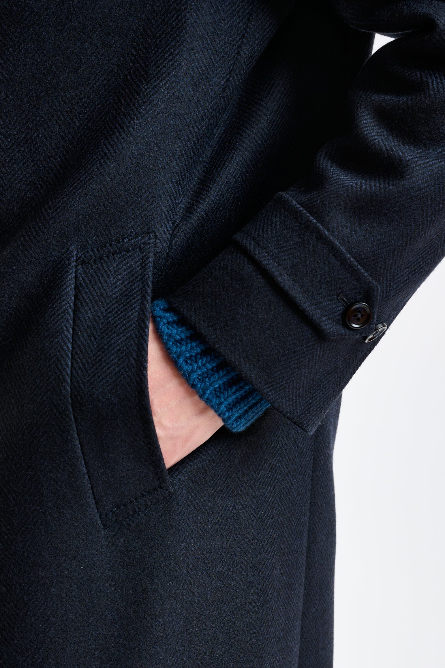 Dark Blue Wool Sheffield Overcoat Zeus — detail 5