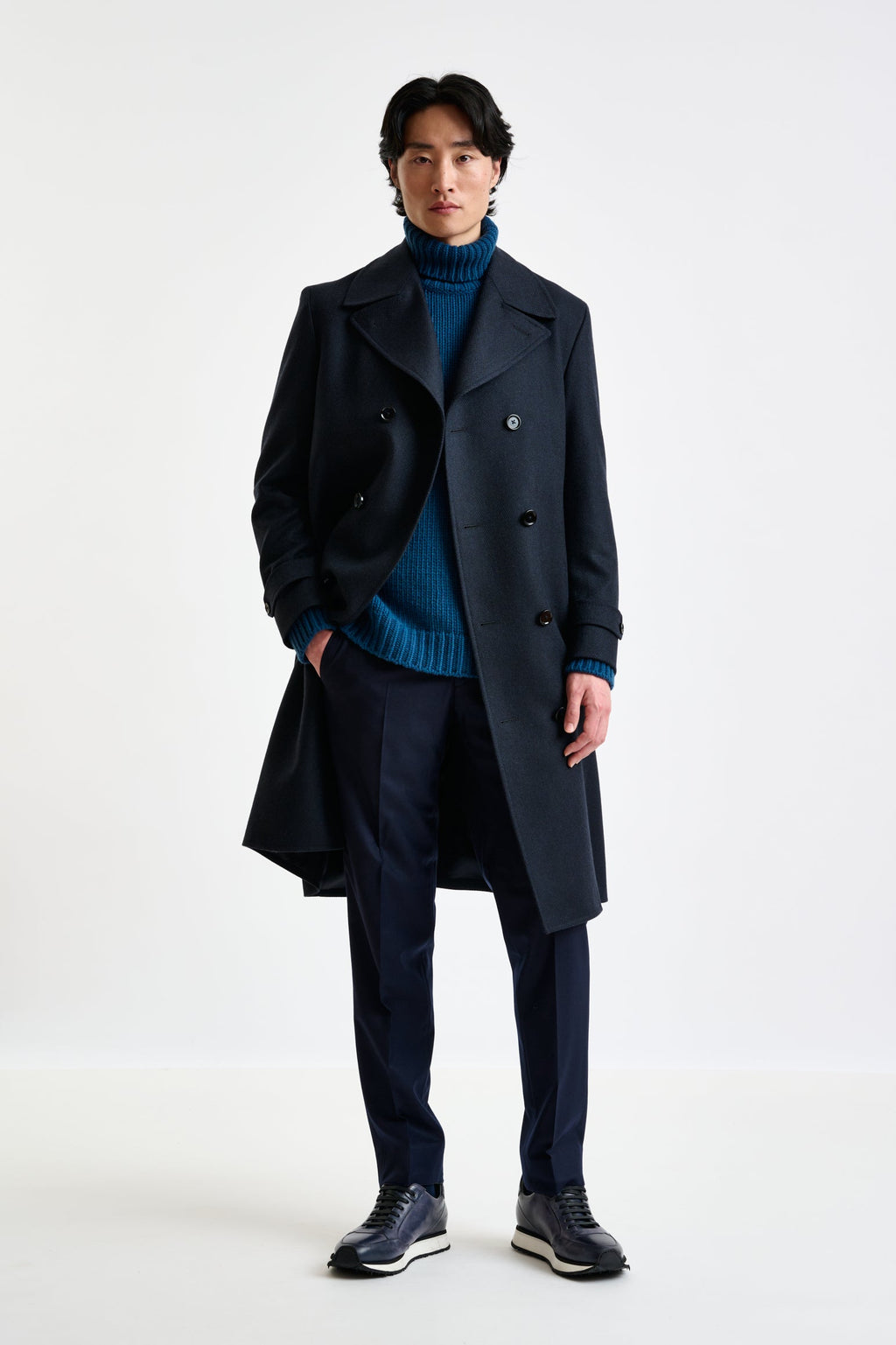 Dark Blue Wool Sheffield Overcoat Zeus — detail 1