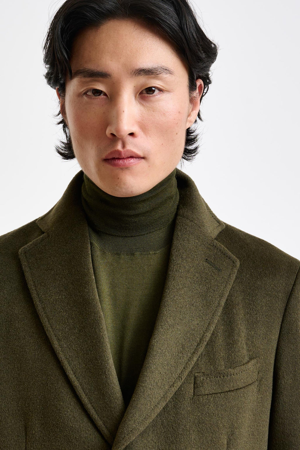 Olive Green Wool Hereford Overcoat Zeus — detail 4