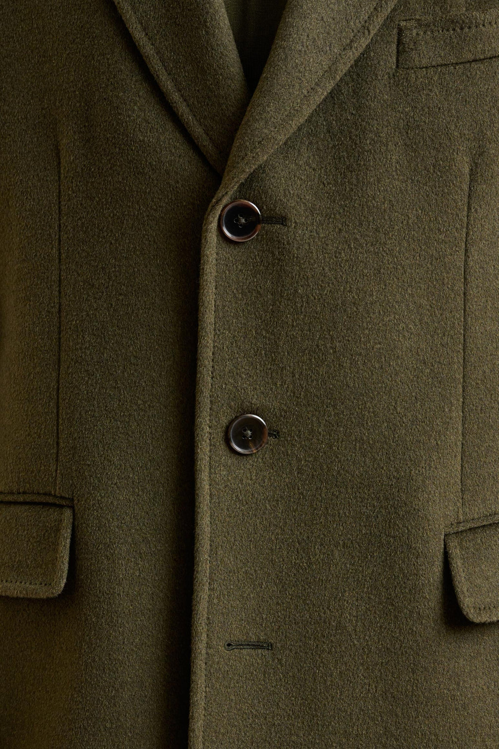 Olive Green Wool Hereford Overcoat Zeus — detail 6