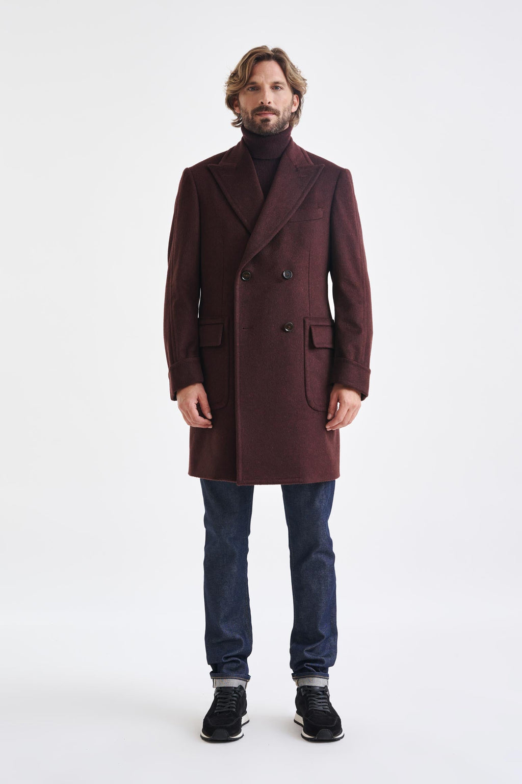 Red 100% Cashmere Winchester Overcoat Zeus — detail 1