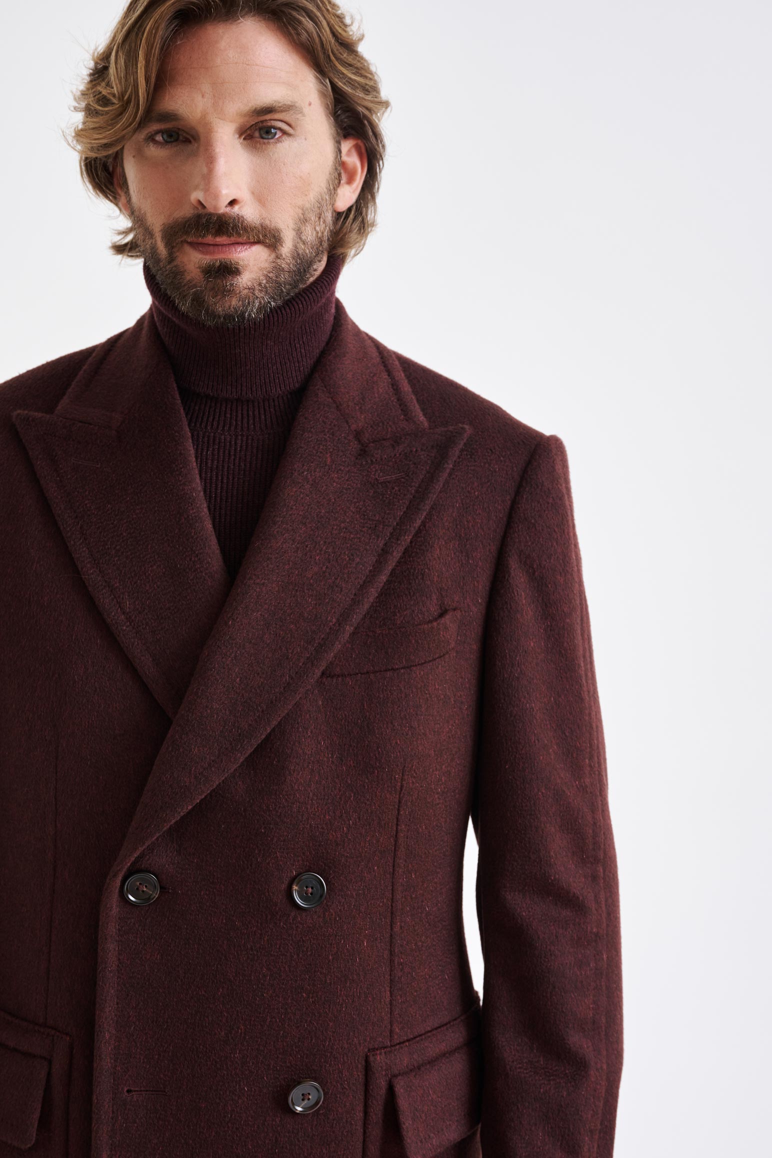 Red 100% Cashmere Winchester Overcoat Zeus — detail 2
