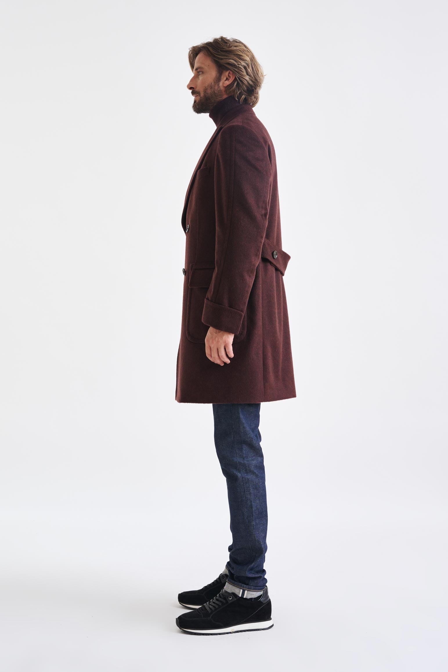Red 100% Cashmere Winchester Overcoat Zeus — detail 3
