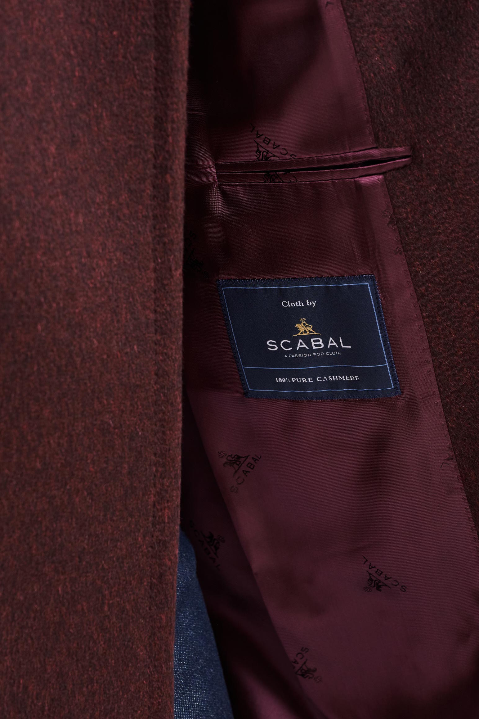 Red 100% Cashmere Winchester Overcoat Zeus — detail 5