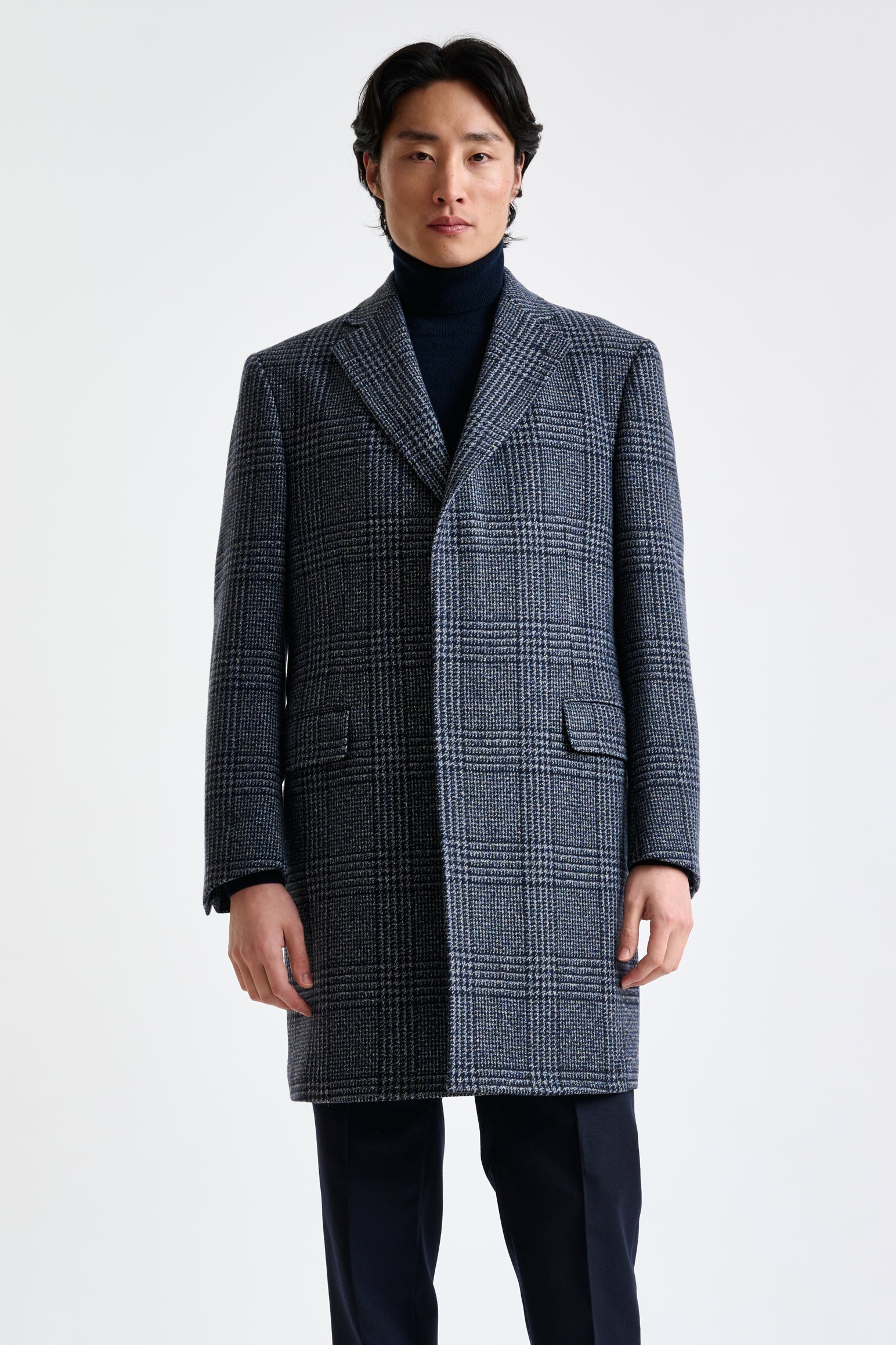 Blue Check Wool Lincoln Overcoat Zeus
