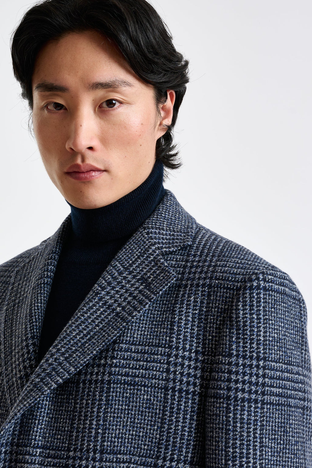 Blue Check Wool Lincoln Overcoat Zeus — detail 3