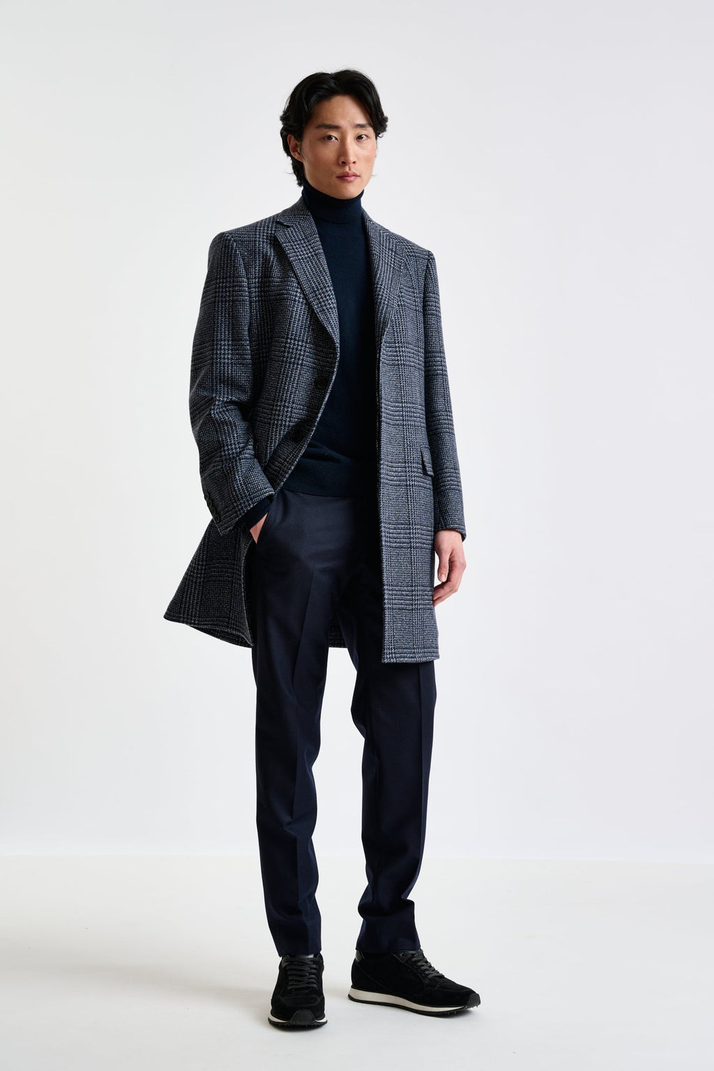 Blue Check Wool Lincoln Overcoat Zeus — detail 1